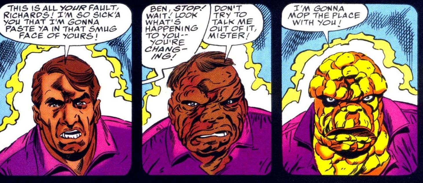 Ben Grimm turns into the Thing