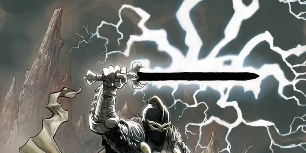 The Black Knight wielding the Ebony Blade in Marvel comics