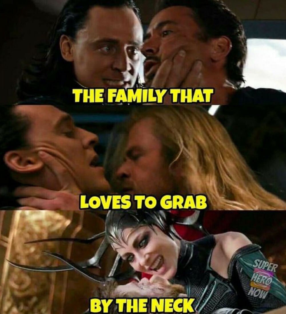 Loki Thor Hela neck grab meme