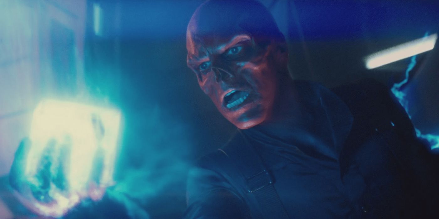 Red Skull about to be teleported by the Tesseract