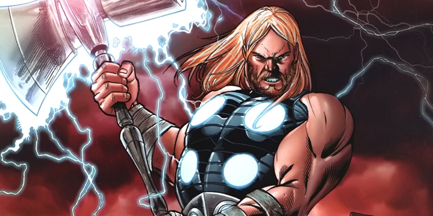 Ultimate Thor wields his hammer and lightning.