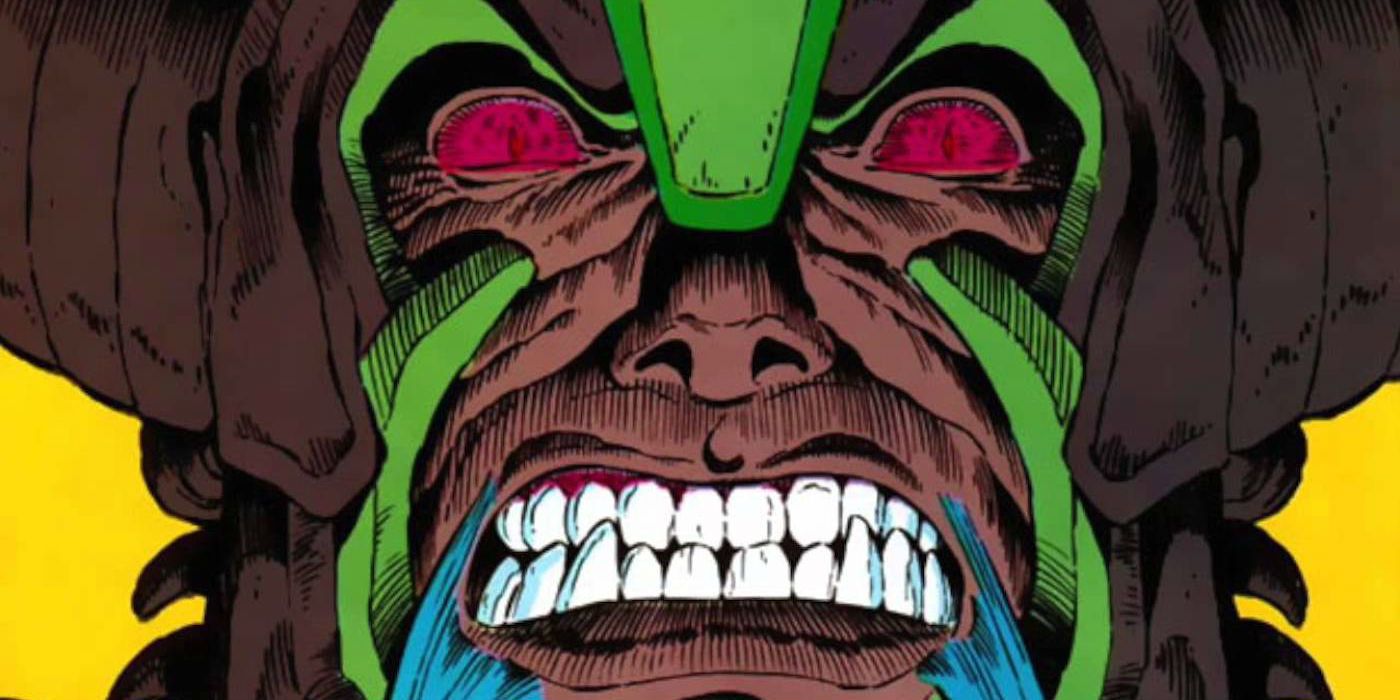 Yuga Khan grimaces in a close up shot in DC Comics