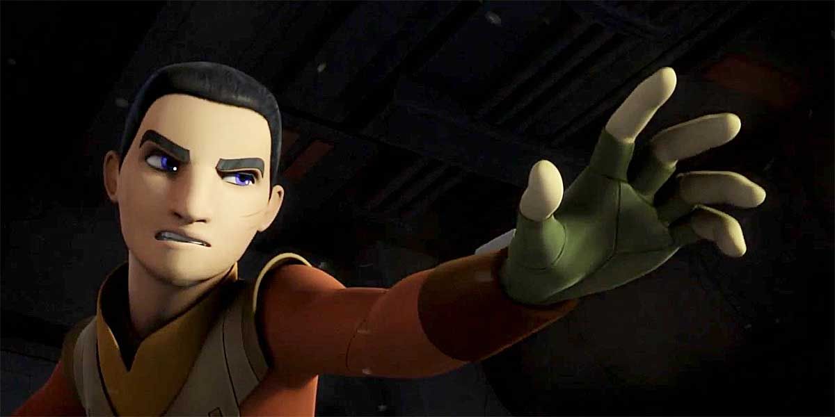 Ezra Bridger with his hand outstretched in Star Wars: Rebels.