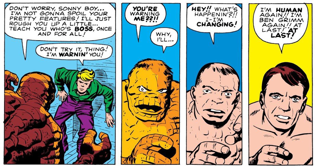 Ben Grimm reverting from the Thing