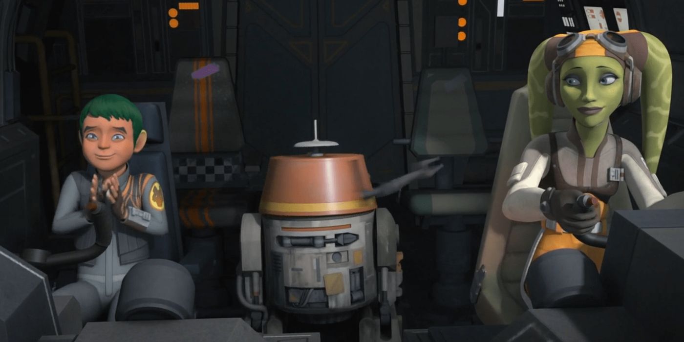 Star Wars Rebels Jacen and Hera Syndulla with Chopper aboard the Ghost