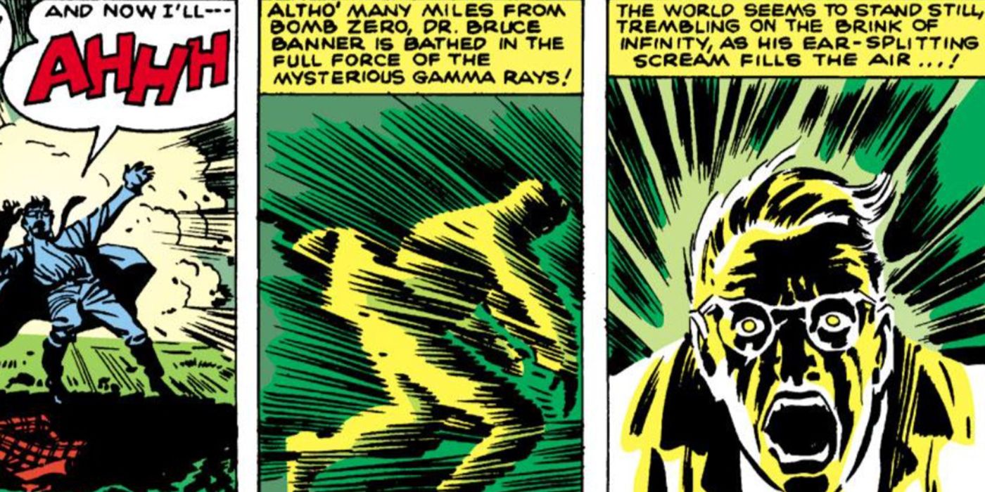 Bruce Banner is caught in a gamma bomb's blast in Marvel Comics