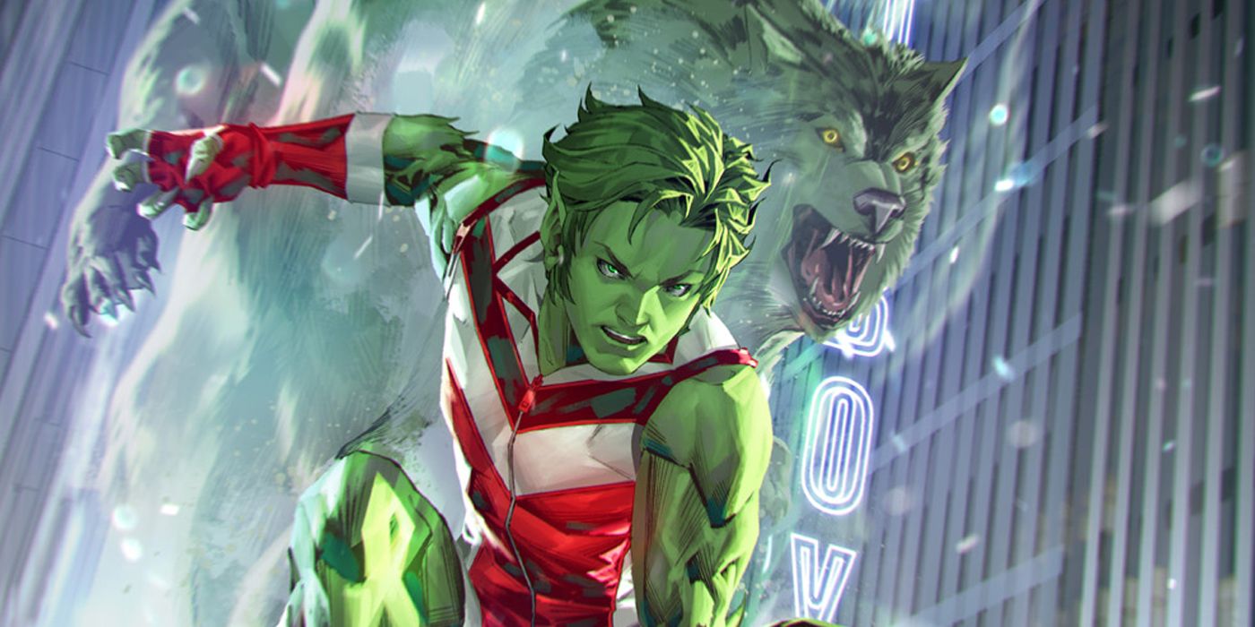 Beast Boy using his shape-changing abilities in DC comics