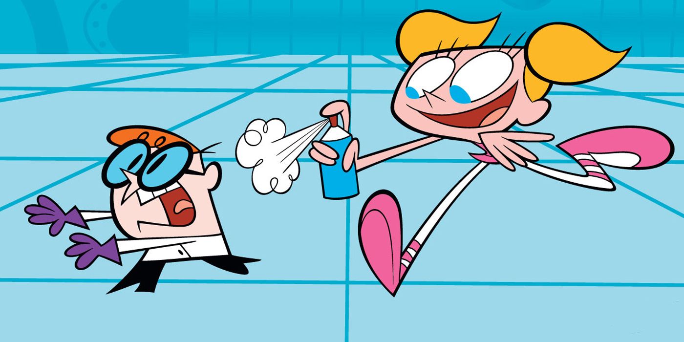 Dee Dee annoys Dexter in his lab in Dexter's Laboratory.
