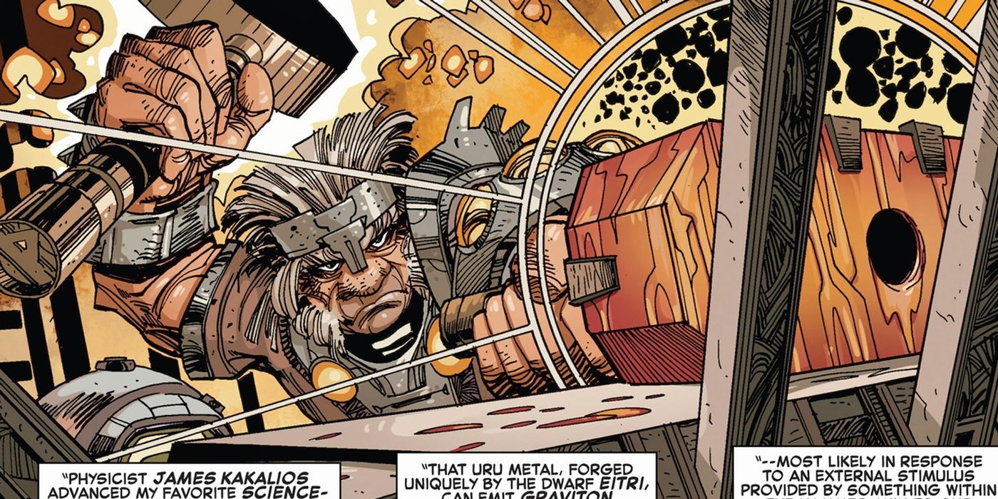Eitri the Dwarf King forges a weapon in Marvel Comics