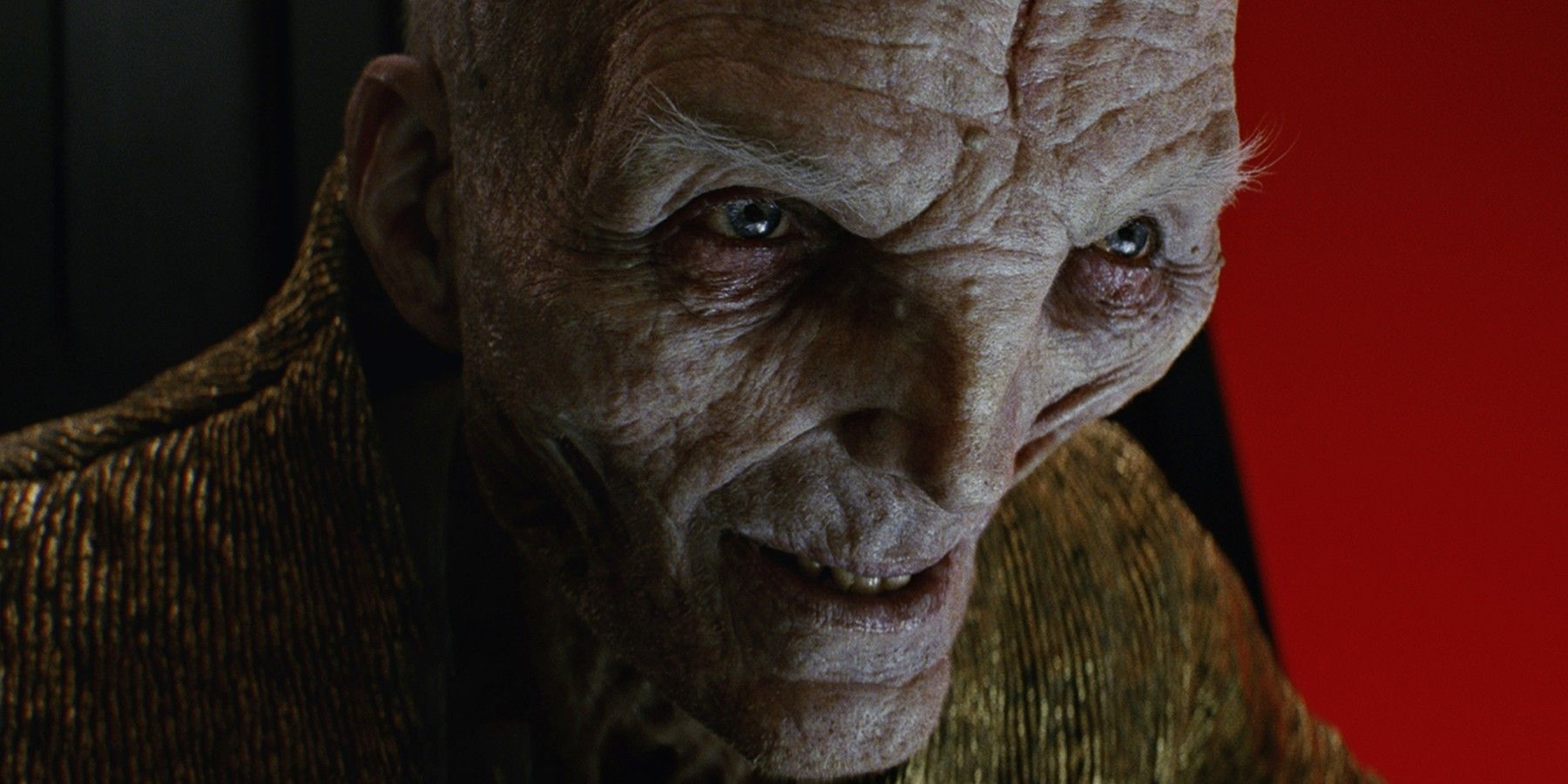 Supreme Leader Snoke smiles in Star Wars: The Last Jedi