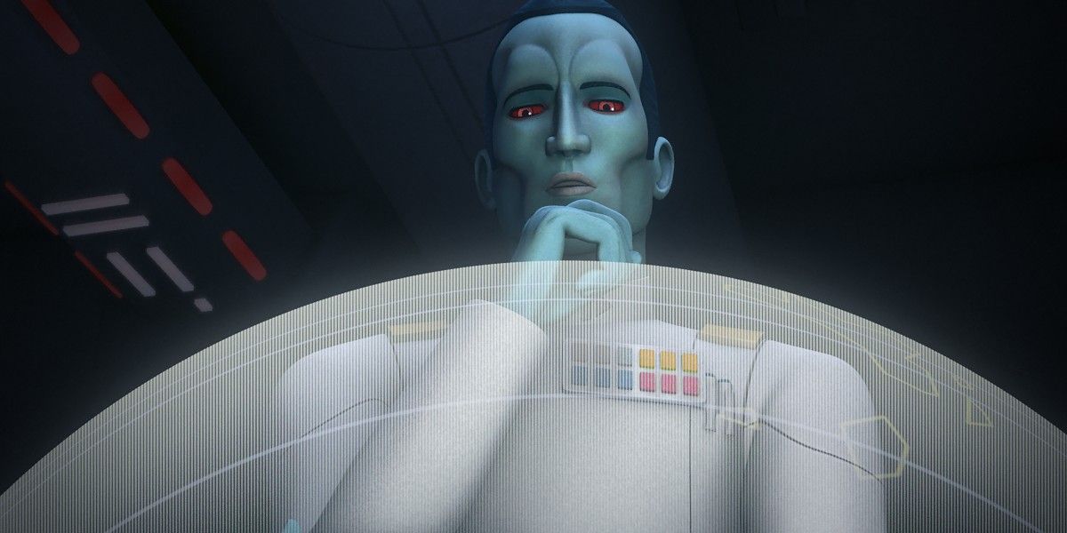 Grand Admiral Thrawn looking thoughtful in Star Wars Rebels