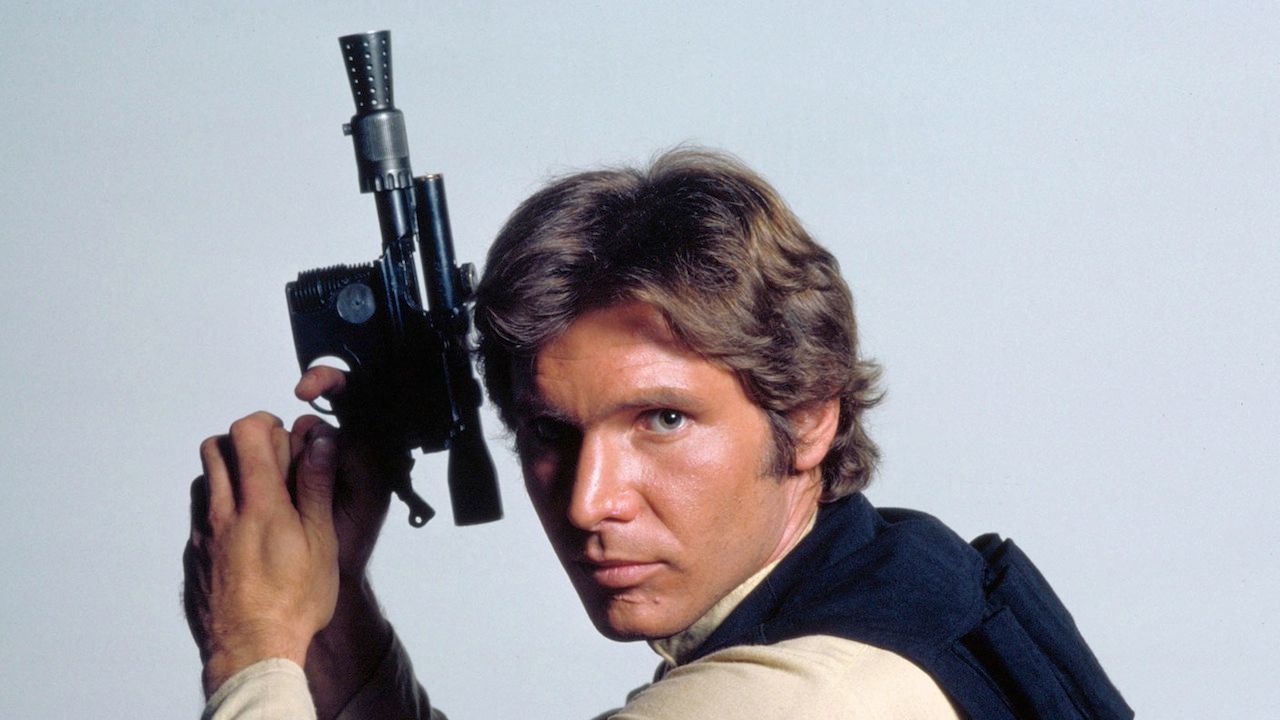 Han Solo holding his Blaster