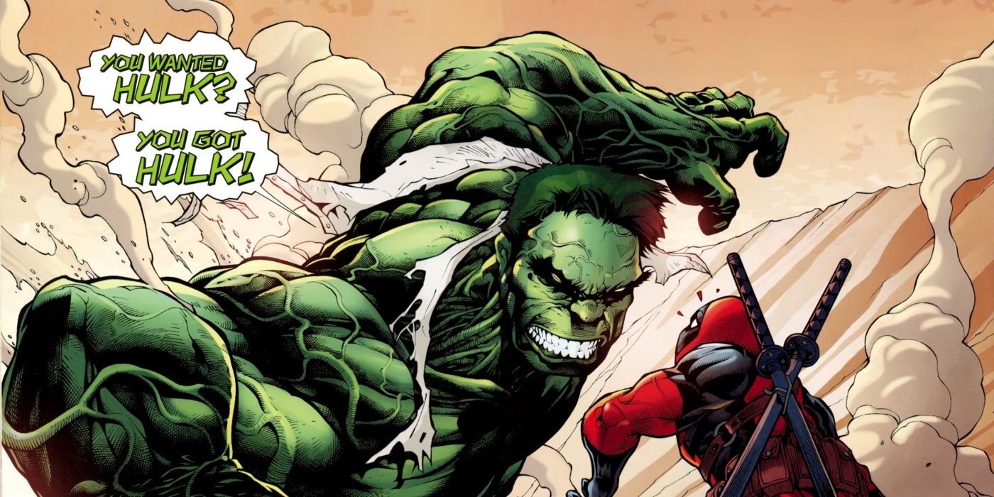 Hulk attacks Deadpool