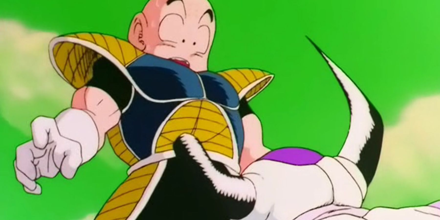 Freeza ataca Kuririn com seus chifres em Dragon Ball Z