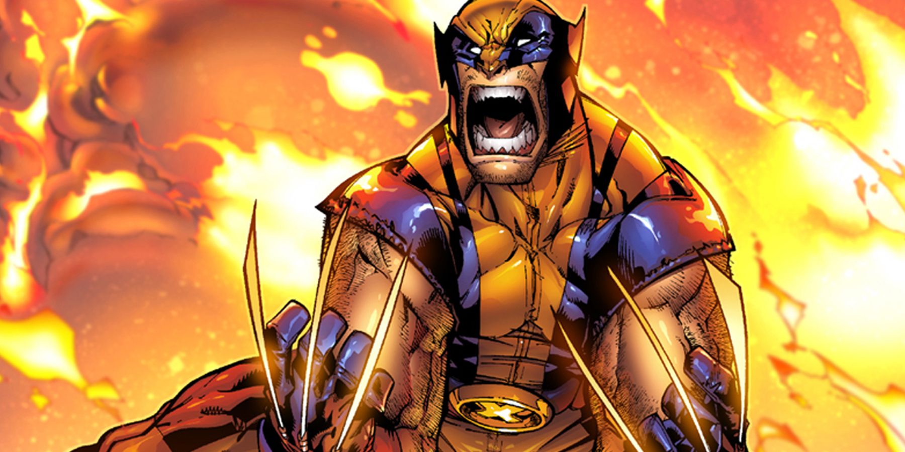 Wolverine surrounded by fire