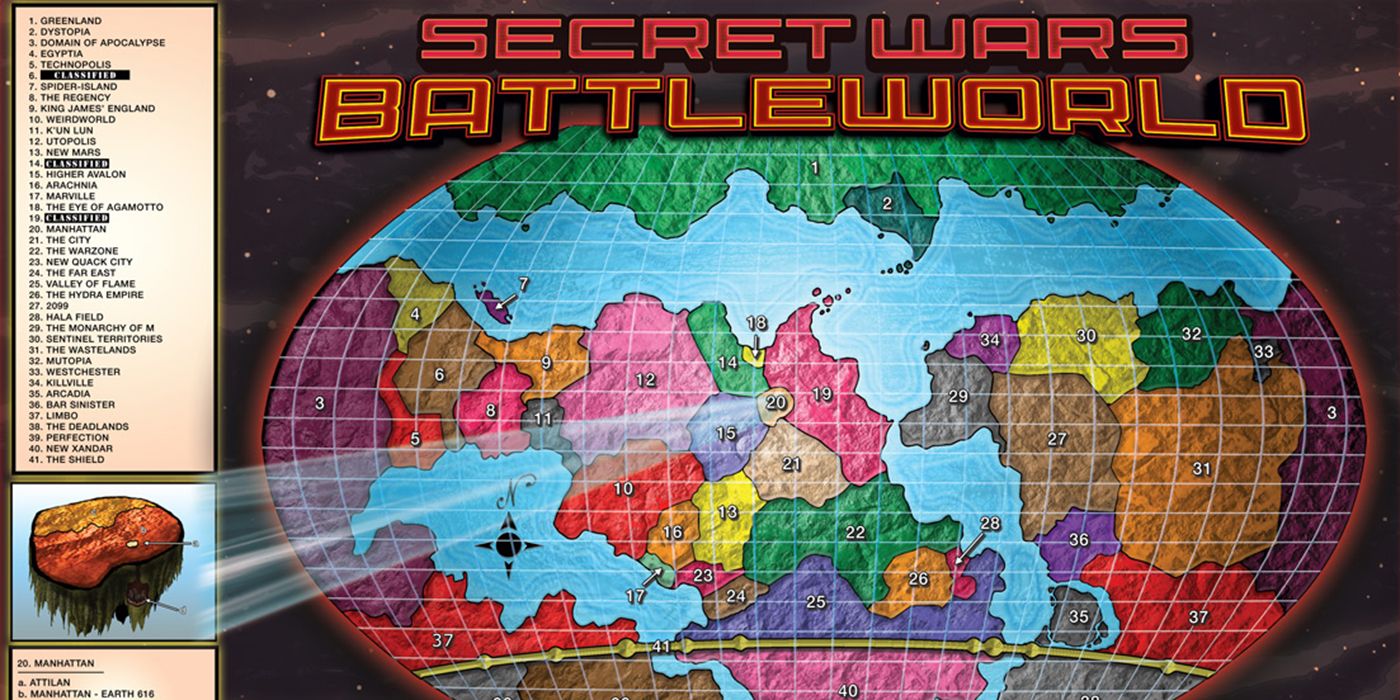 A map of Battleworld from Secret Wars
