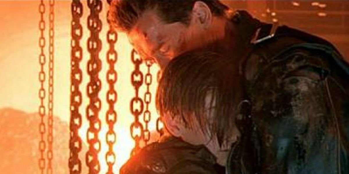 Terminator John Connor hugging