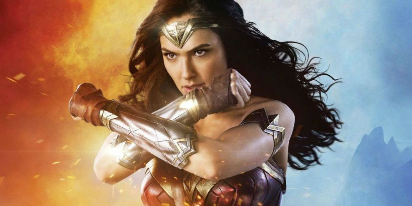 Wonder Woman using her bracers