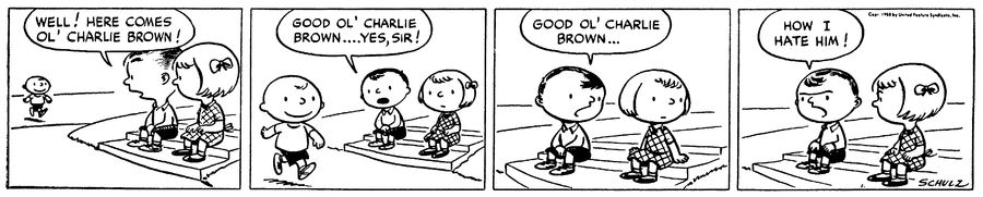 The first Peanuts comic strip