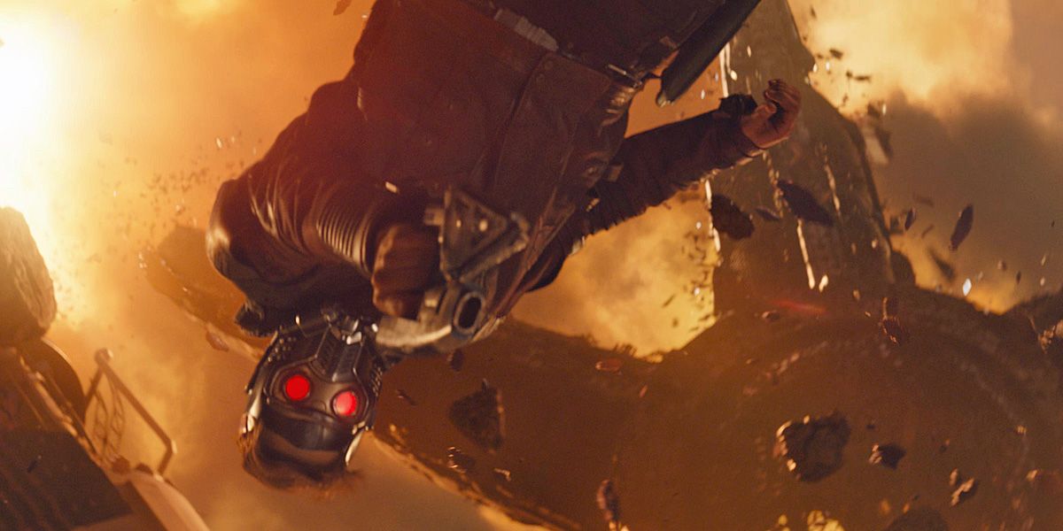 Star-Lord aims his blaster in Avengers: Infinity War
