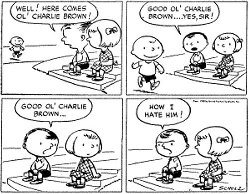 The first Peanuts comic strip done in a square