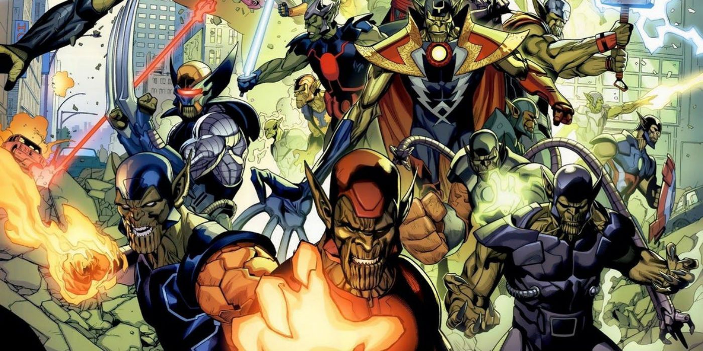 Super-Skrulls attacking during Secret Invasion