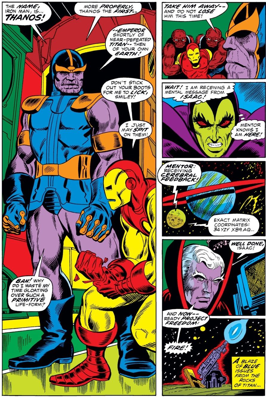 Thanos debuts in Iron Man #55