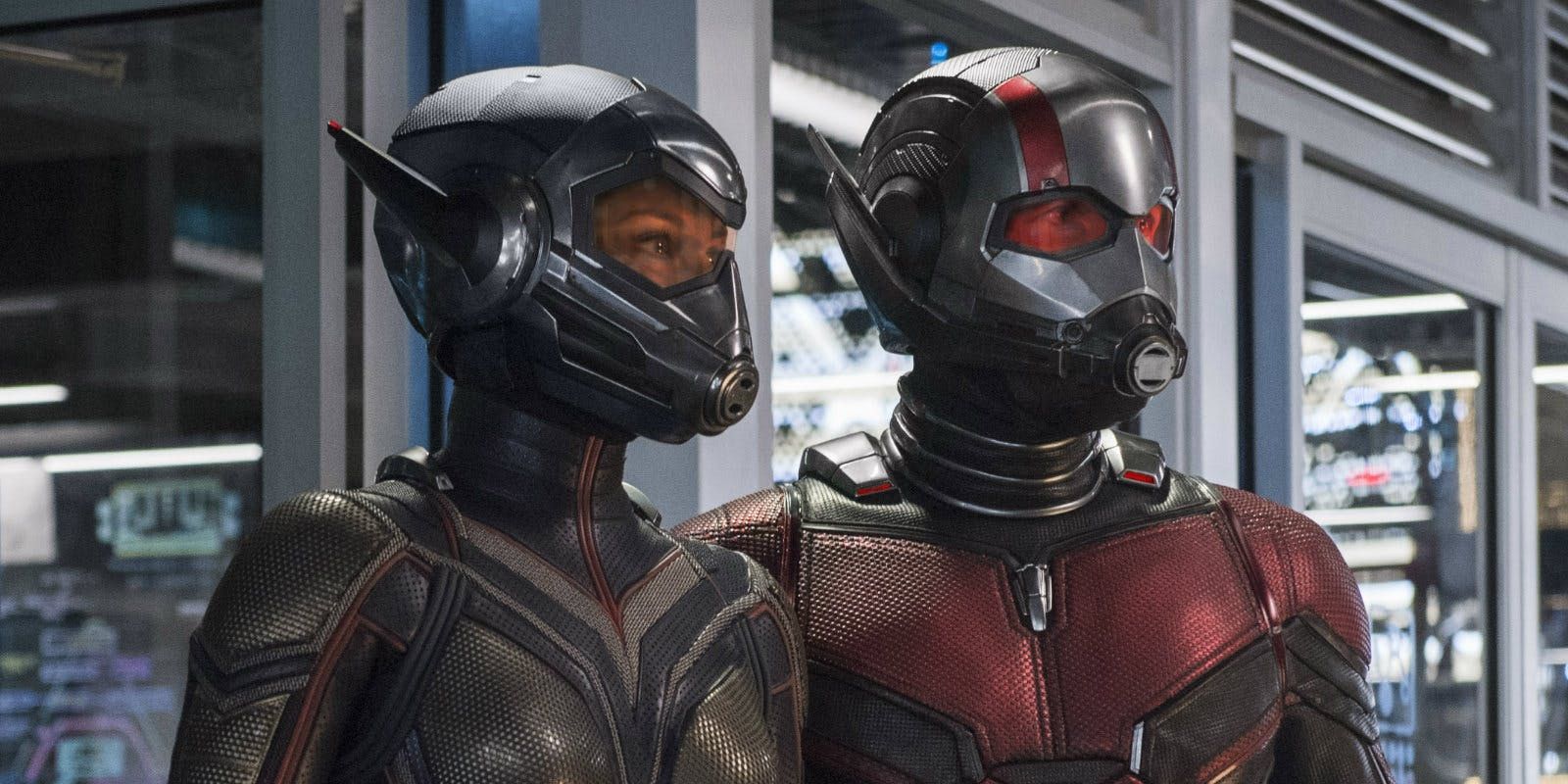 Ant-Man and the Wasp suited up next to each other