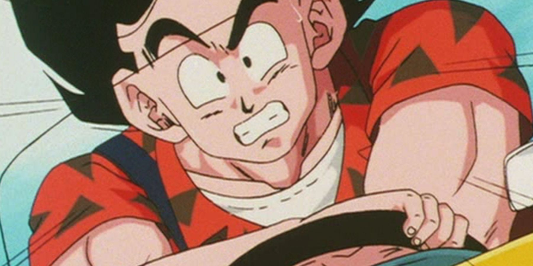 Goku driving in Dragon Ball Z.