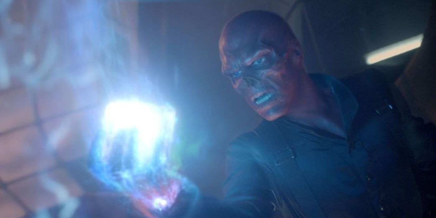 Red Skull about to be teleported by the Space Stone in Cap 1