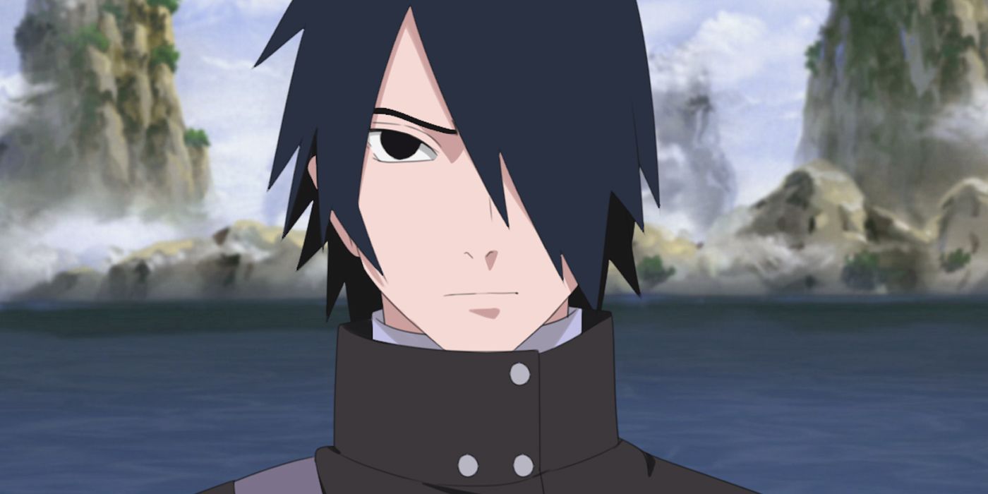 Sasuke Uchiha as an adult in front of a body of water in Naruto.