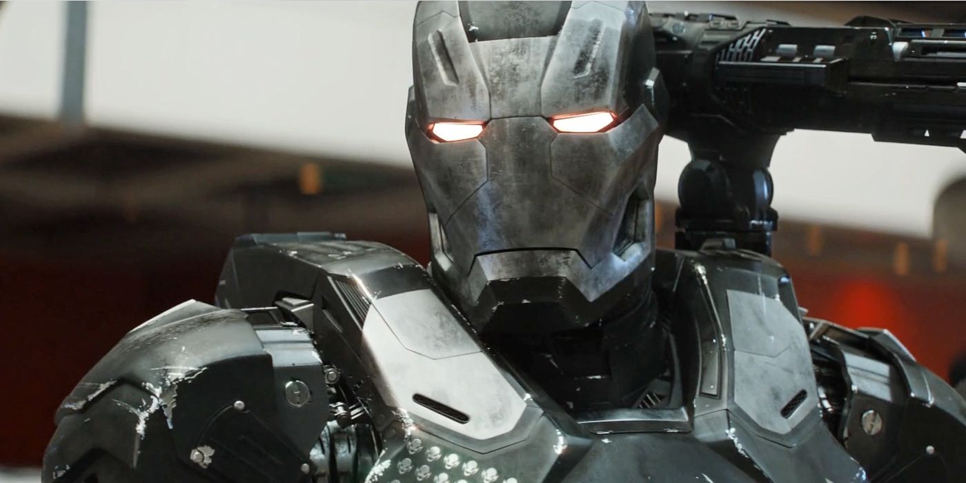 war machine is looking to the side in the MCU