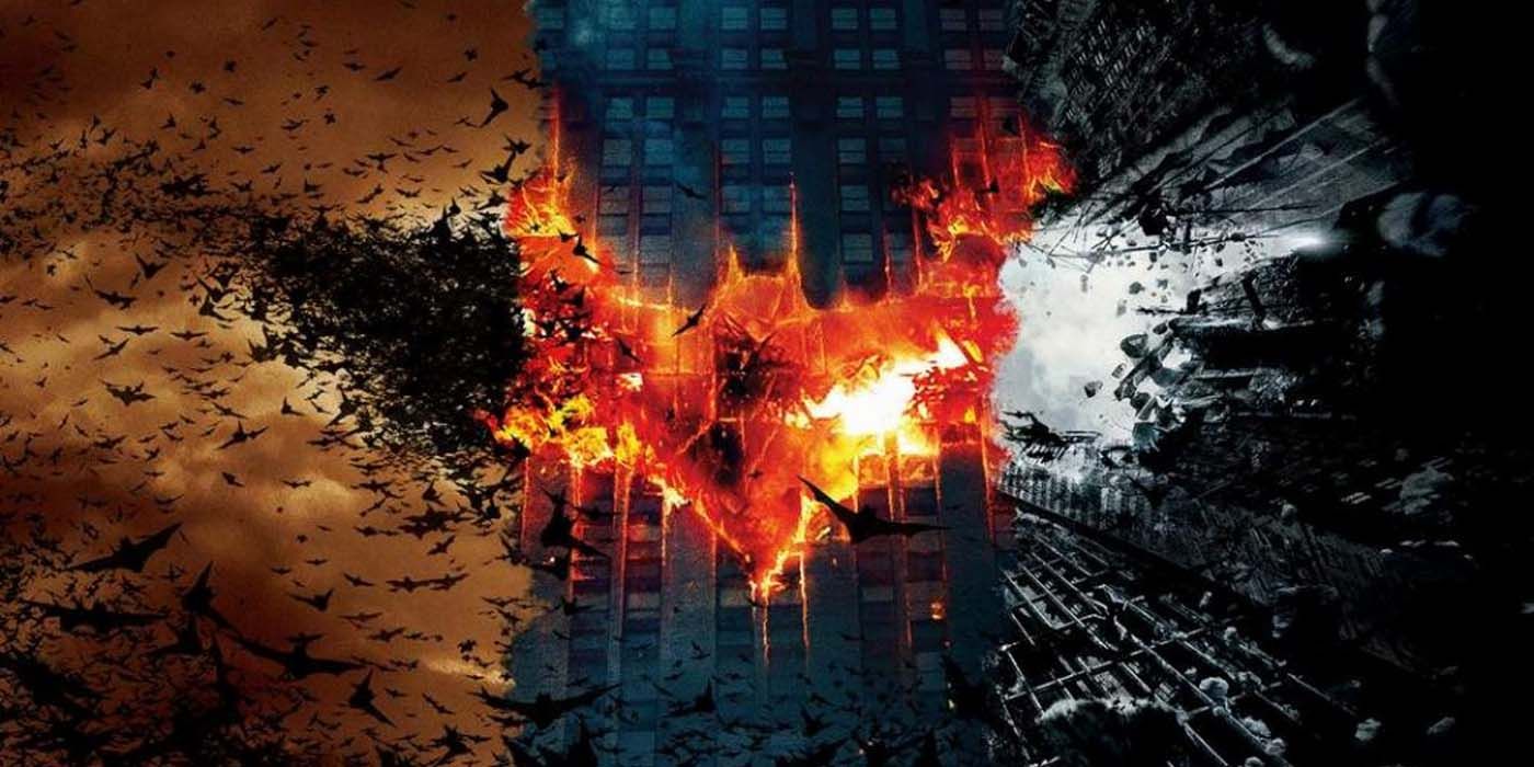 A collage of the posters of the Dark Knight trilogy 