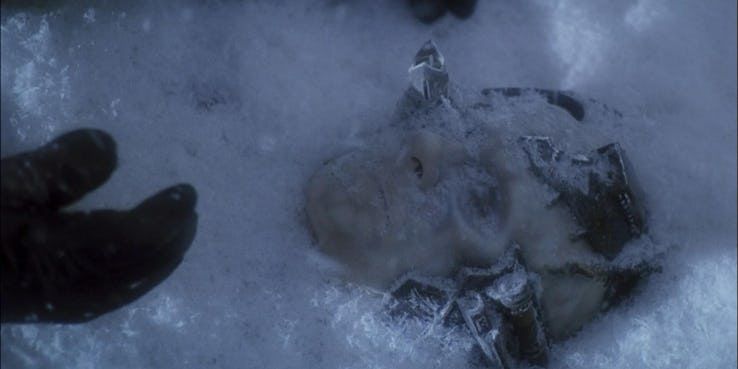 Frozen Borg covered in snow in Star Trek Enterprise