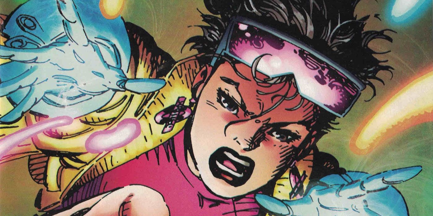 Jubilee using her plasma powers with the X-Men from Marvel Comics