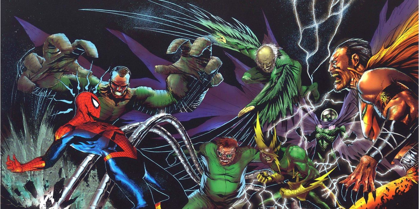 Spider-Man fighting the Sinister Six