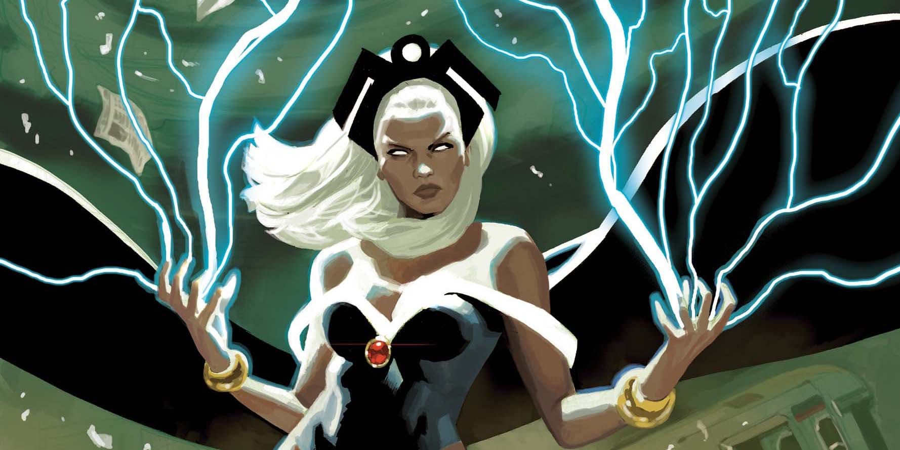 The X-Men's Storm with lightning flowing from her palms