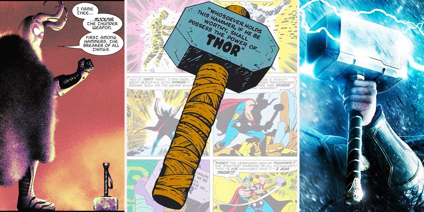 Thor the God of Thunder wielding the mighty hammer Mjollnir or