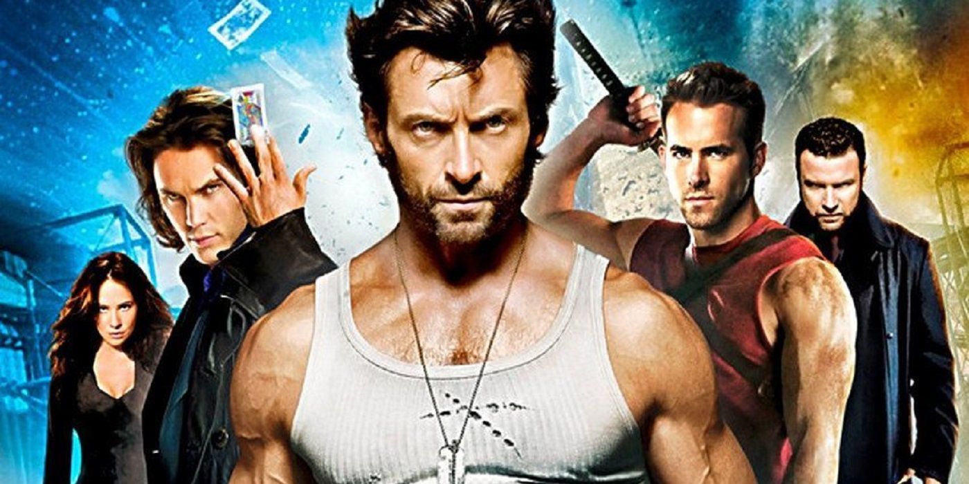 Wolverine in front of the cast of X-Men Origins: Wolverine.