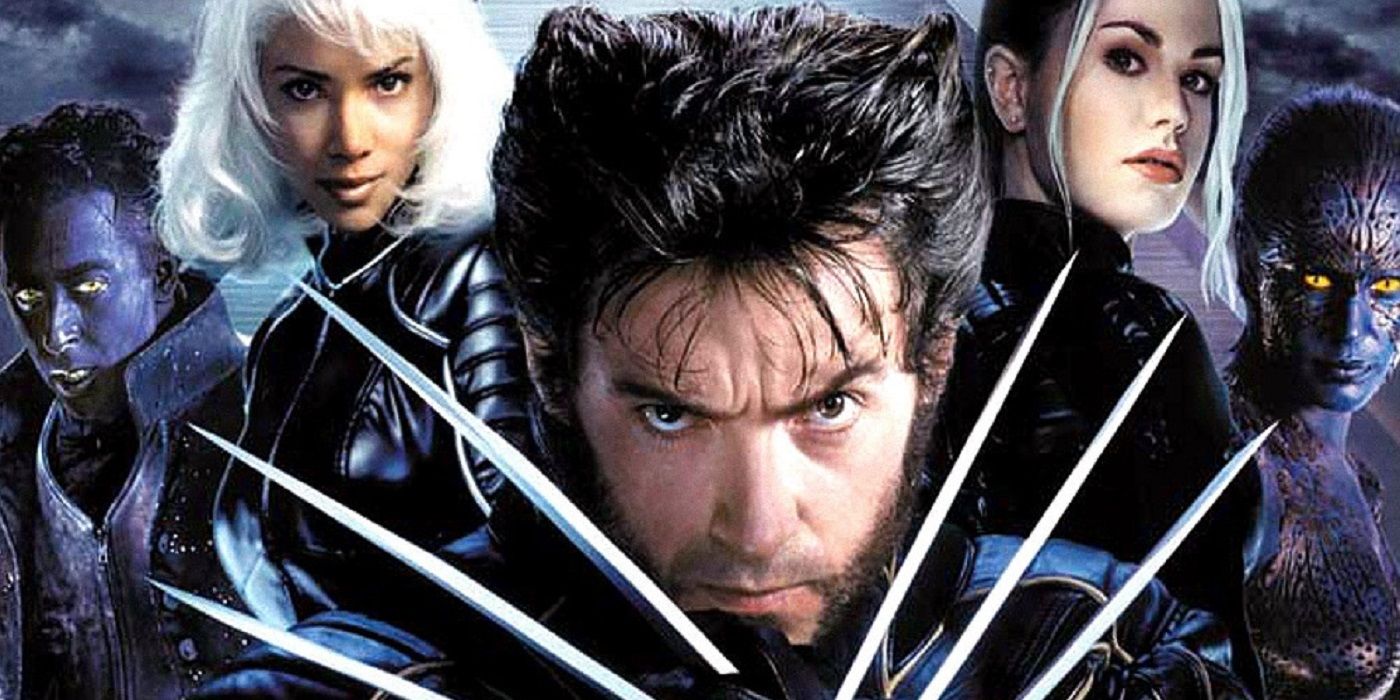 Nightcrawler, Storm, Wolverine, Rogue and Mystique suited up in promo material for X2: X-Men United.