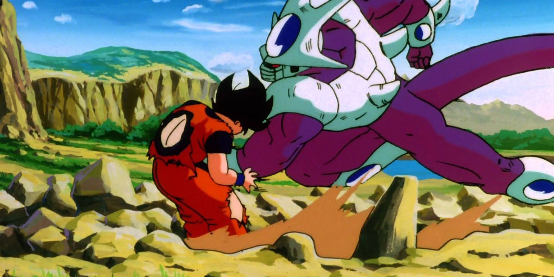 Cooler punches Goku in Dragon Ball Z movie Cooler's Revenge