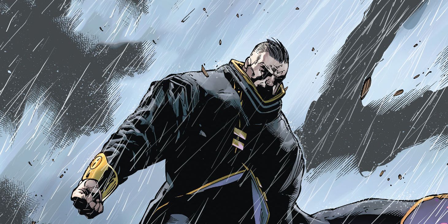 Major Disaster standing in the rain in DC Comics.