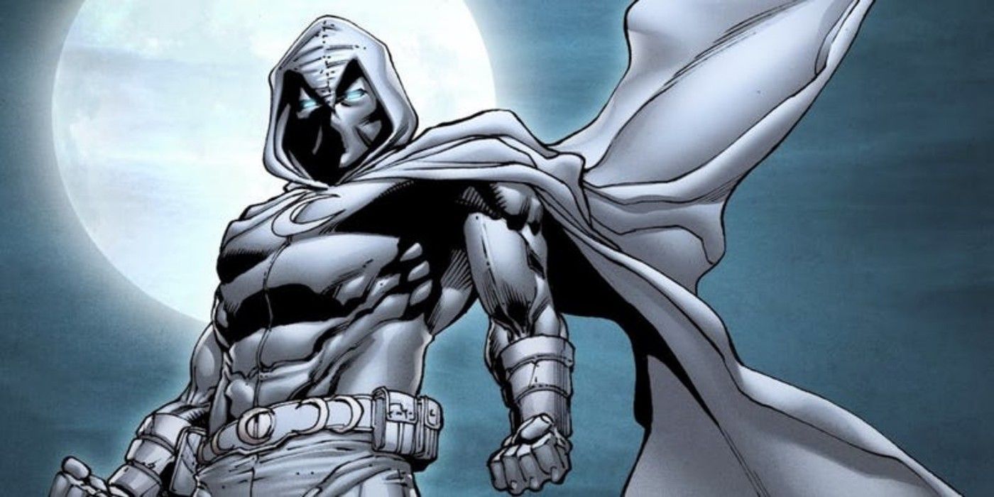Moon Knight standing in front of the moon