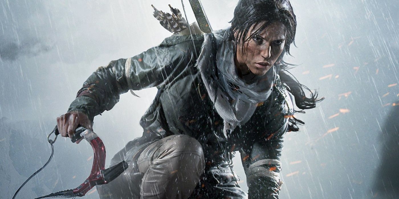 Lara Croft out in bad weather