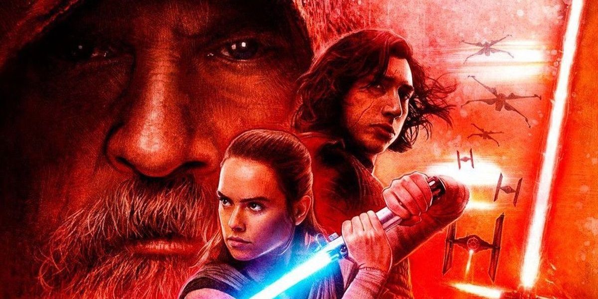 Luke Skywalker, Rey and Kylo Ren in the poster for Star Wars: The Last Jedi
