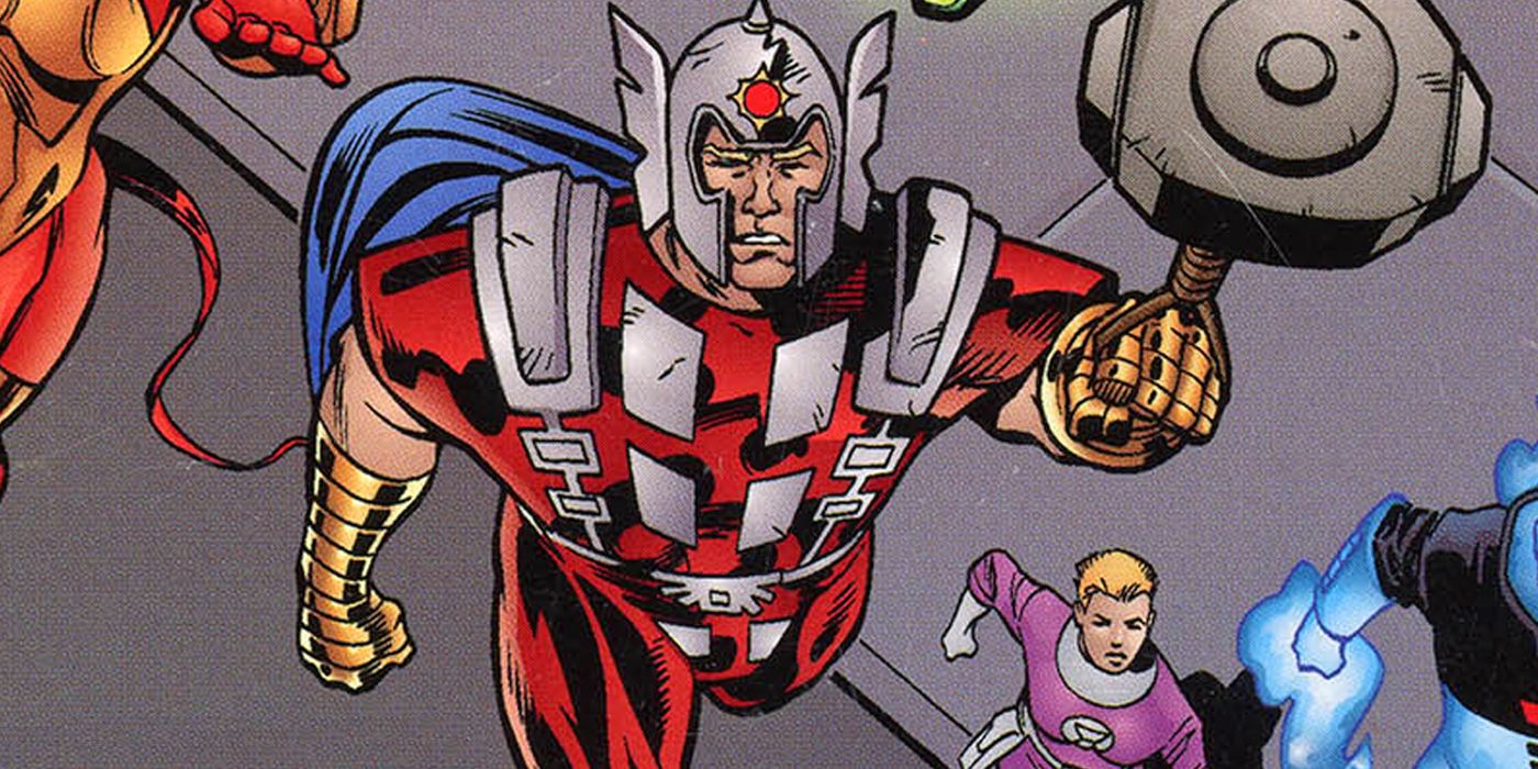 Thorion leading a team in DC and Marvel's Amalgam comics