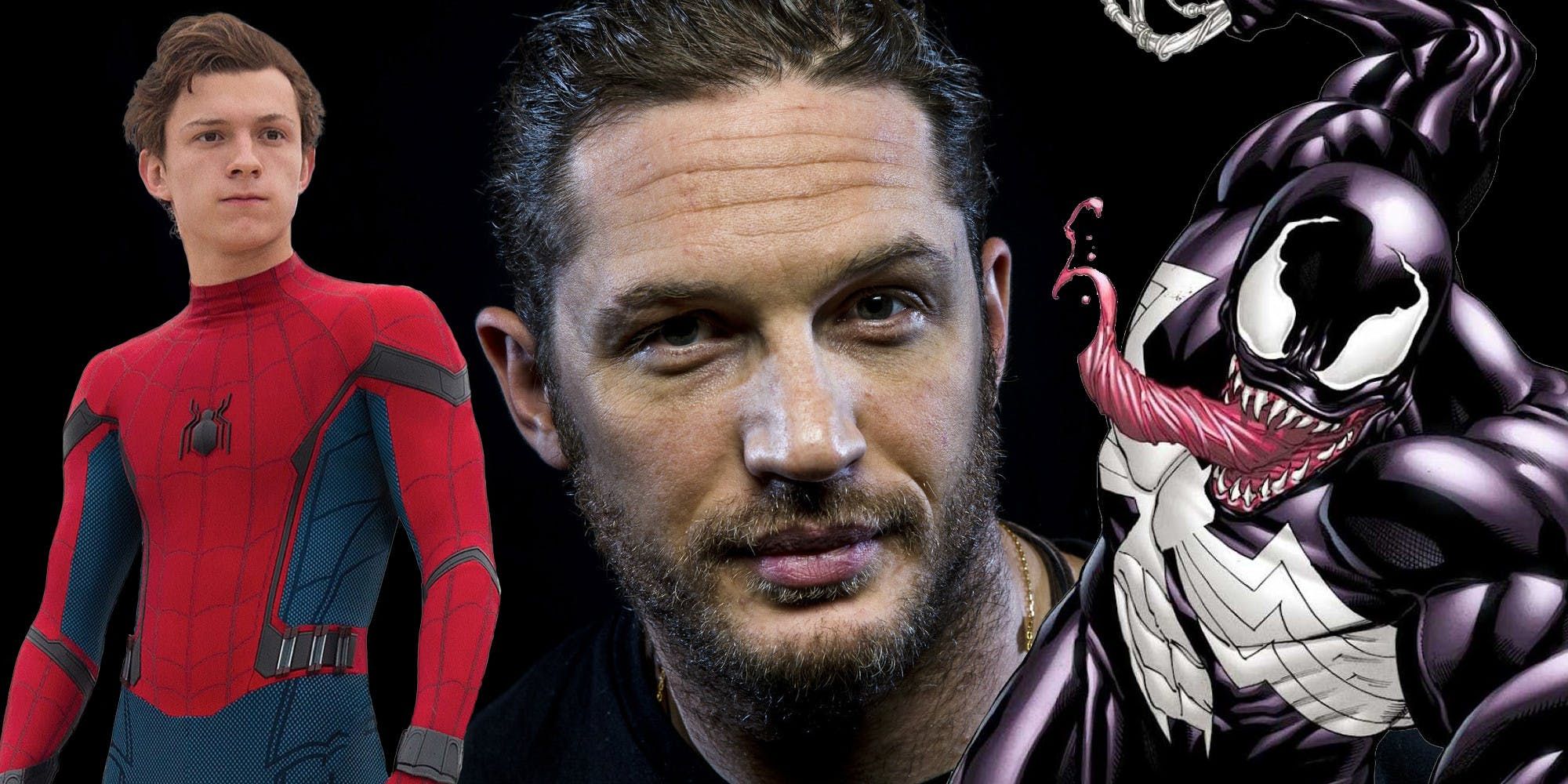Spider-Man, Tom Hardy, and Venom shared promotional image