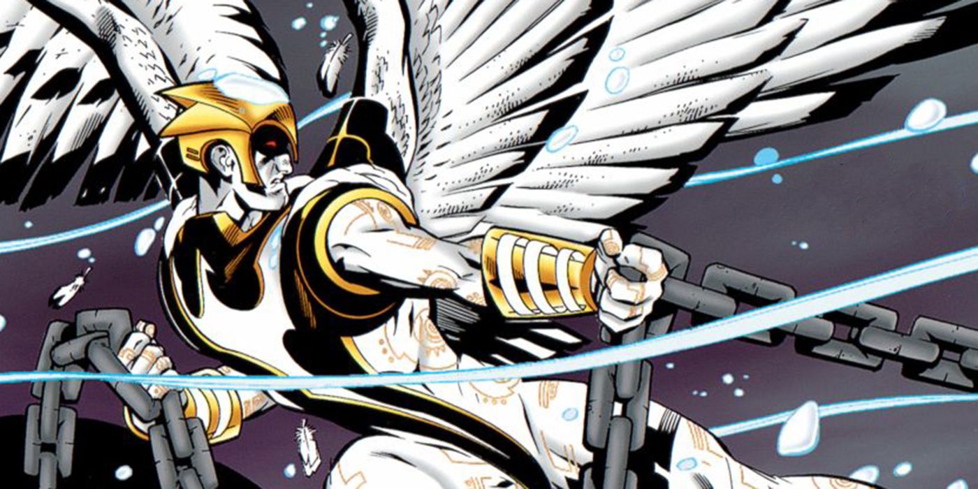 Zauriel in his armor holding a chain