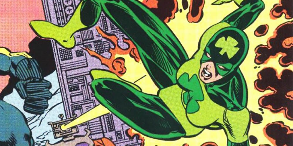 Shamrock leaps away from an explosion in Marvel Comics
