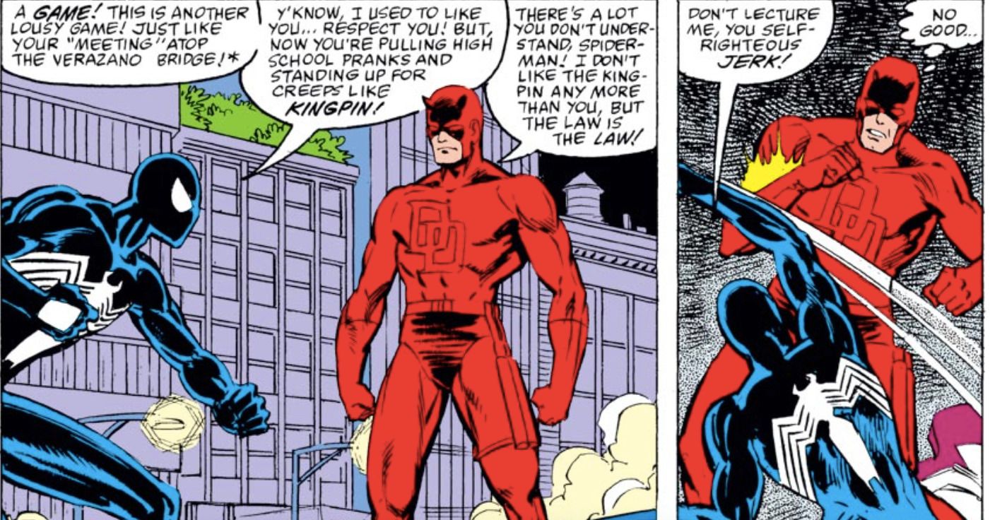 Spider-Man fights Daredevil
